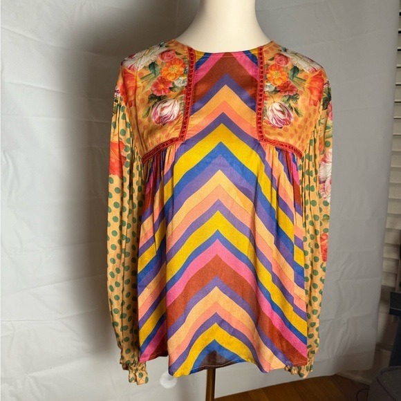 Anthropologie Tops - Anthropologie Blink London Orange Boxy Blouse with Bib Collar